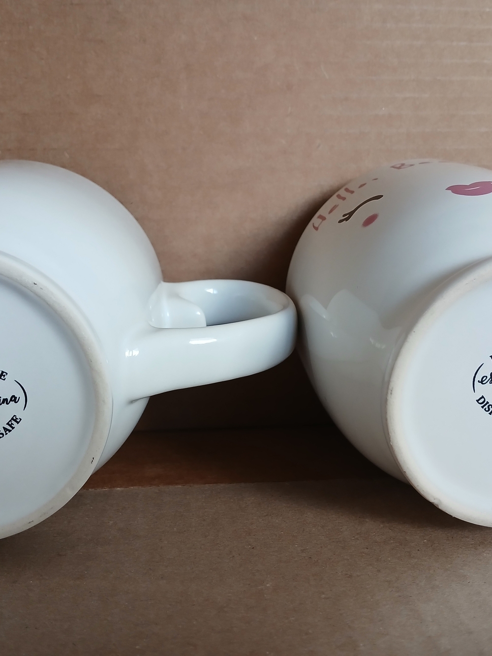 His & Hers Coffee Mugs Set of 2 – Hello Handsome & Hello Beautiful Heart Handles - Picture 5 of 7